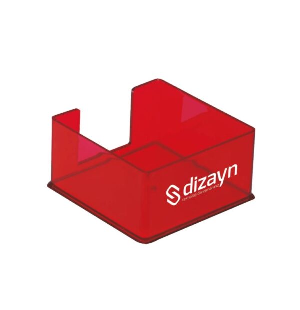 BRK-6100 Notluk - Kırmızı Şeffaf Masaüstü Notluk Modeli - Kırmızı